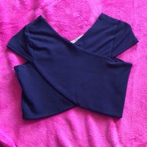 navy blue crop top with cutouts